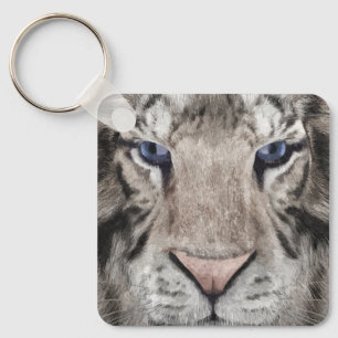 White Tiger Head Wildlife Aesthetic Keychain