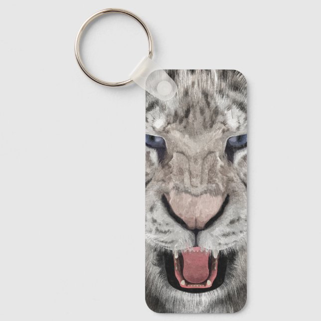 White Tiger Head Wildlife Aesthetic Keychain (Front)