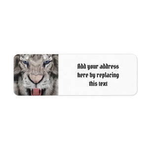 White Tiger Head Wildlife Aesthetic Label