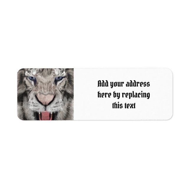 White Tiger Head Wildlife Aesthetic Label (Front)