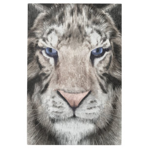 White Tiger Head Wildlife Aesthetic Metal Print