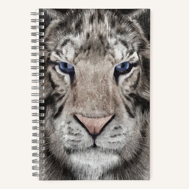White Tiger Head Wildlife Aesthetic Notebook (Front)