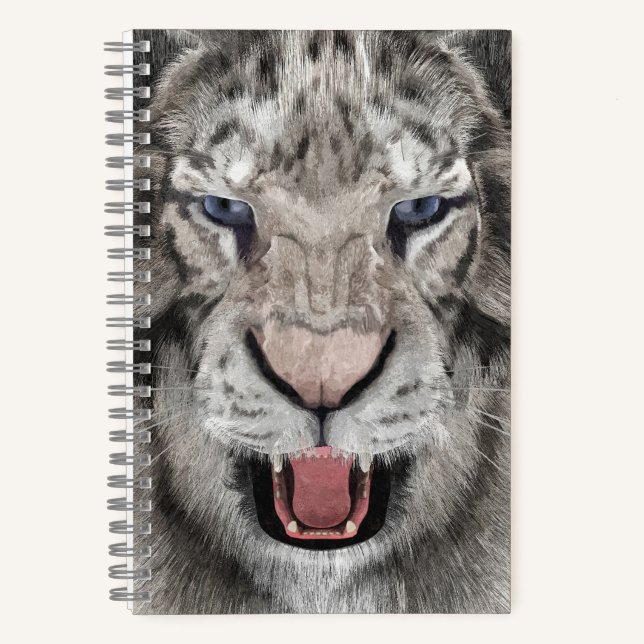 White Tiger Head Wildlife Aesthetic Notebook (Front)