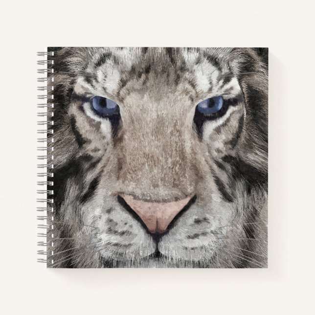 White Tiger Head Wildlife Aesthetic Notebook (Front)