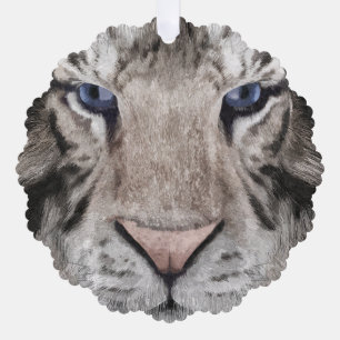 White Tiger Head Wildlife Aesthetic Ornament Card