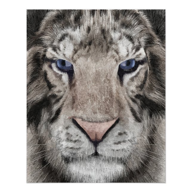 White Tiger Head Wildlife Aesthetic Poster (Front)