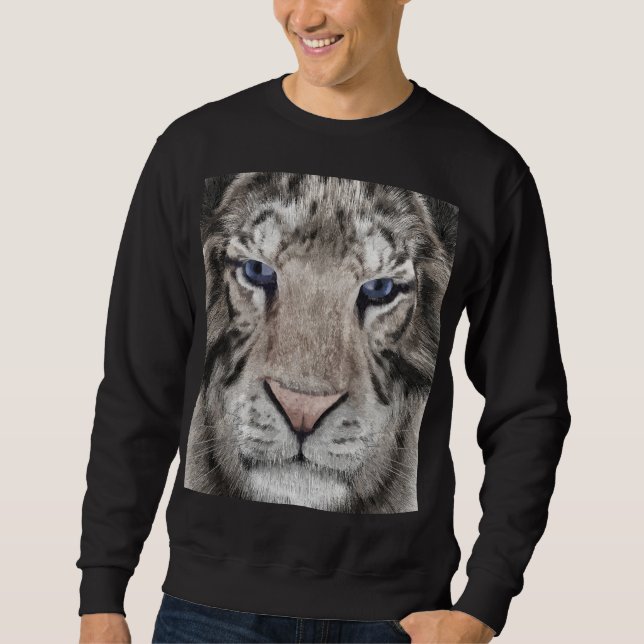White Tiger Head Wildlife Aesthetic Sweatshirt (Front)