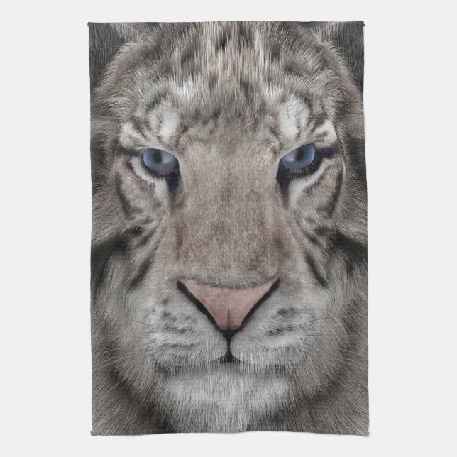 White Tiger Head Wildlife Aesthetic Towel (Vertical)