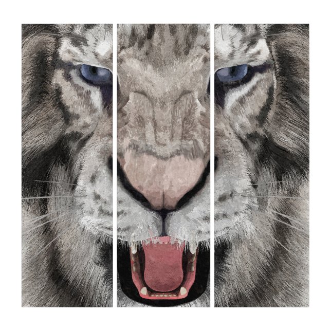 White Tiger Head Wildlife Aesthetic Triptych (Front)