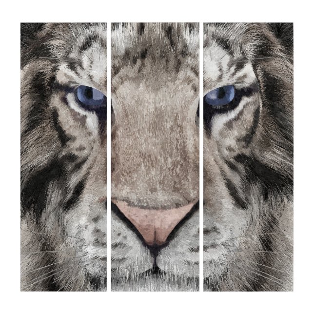 White Tiger Head Wildlife Aesthetic Triptych (Front)