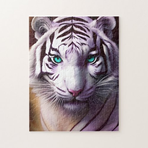 White Tiger Head with Mesmerizing Eyes  Jigsaw Puzzle