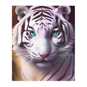 White Tiger Head with Mesmerizing Eyes Metal Print