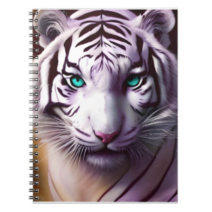 White Tiger Head with Mesmerizing Eyes Notebook