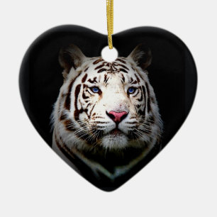 White Tiger Heart Ceramic Ornament