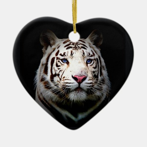 White Tiger Heart Ceramic Ornament
