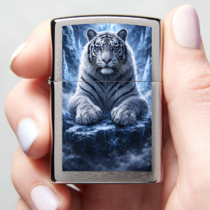White Tiger Ice Waterfall Guardian Blue Power Natu Zippo Lighter