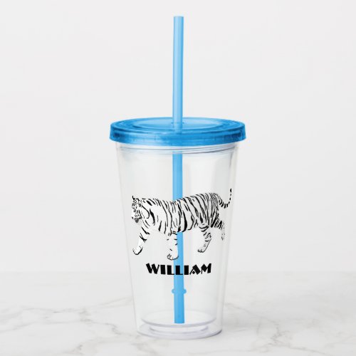 White Tiger Illustration Personalized To Go Cup