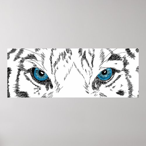 White Tiger Illustration Poster