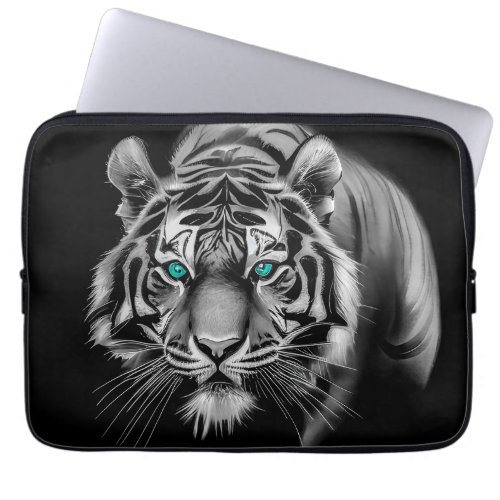 White Tiger in a Dark Close Up Laptop Sleeve