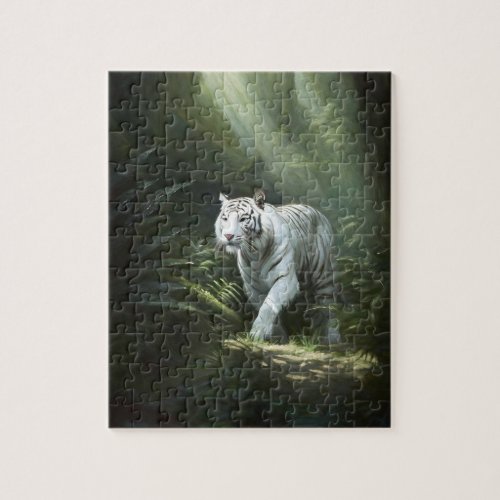 White Tiger in a Dense Forest Jigsaw Puzzle