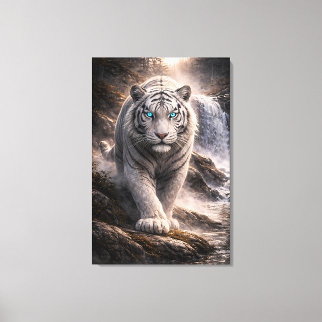 White Tiger in Motion – ManJiangHong Art Series Canvas Print (Front)