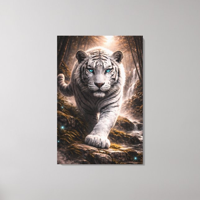 White Tiger in Motion – ManJiangHong Art Series Canvas Print (Front)