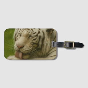 White Tiger in Private Grooming Ritual Luggage Tag