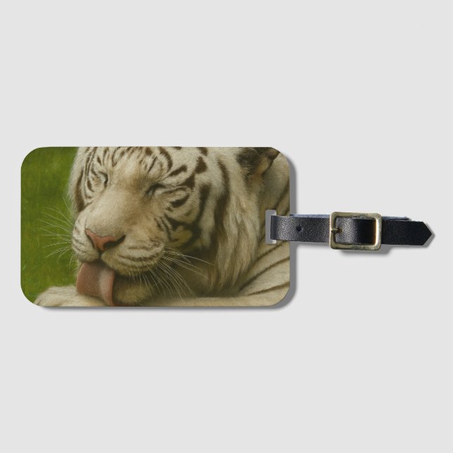 White Tiger in Private Grooming Ritual Luggage Tag (Front Horizontal)