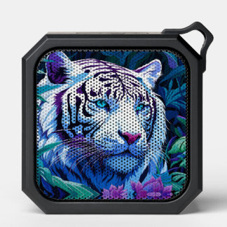 White Tiger in purple flowers Bluetooth Speaker