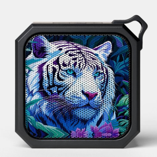 White Tiger in purple flowers  Bluetooth Speaker