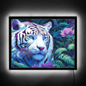 White Tiger in purple flowers  LED Sign (Front)
