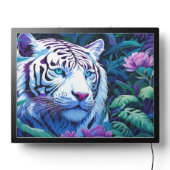 White Tiger in purple flowers  LED Sign (Lights Off)
