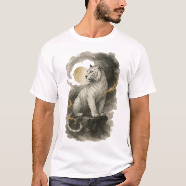 【White Tiger Japanese Ink Art T-Shirt】 T-Shirt (Front)