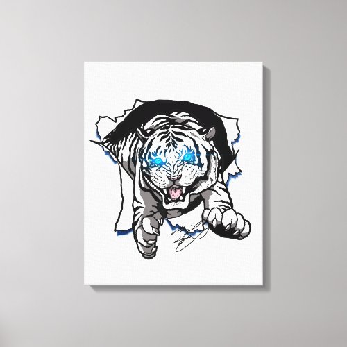 White Tiger jumping out Canvas Print