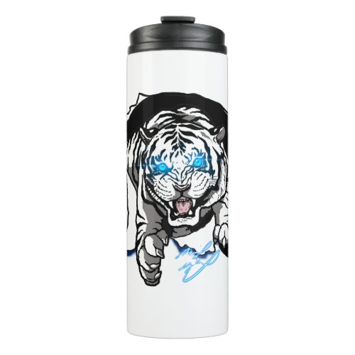 White Tiger jumping out Thermal Tumbler