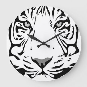 White Tiger Life Abstract Large Clock