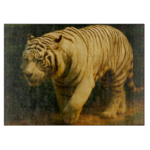 White Tiger Majesty – Stylized Wildlife Art Print Cutting Board