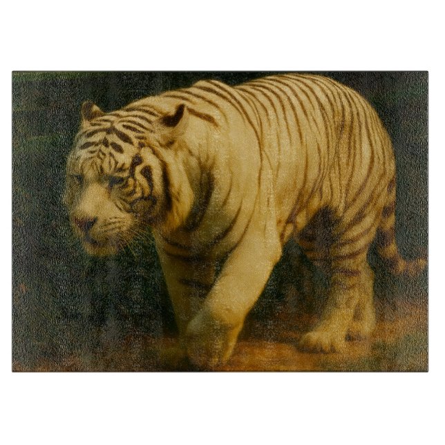 White Tiger Majesty – Stylized Wildlife Art Print Cutting Board (Front)