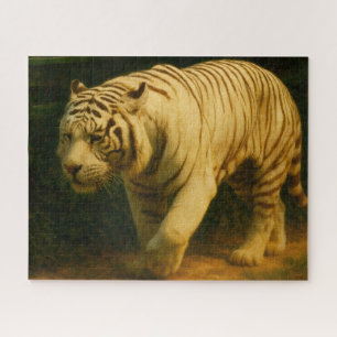 White Tiger Majesty – Stylized Wildlife Art Print Jigsaw Puzzle