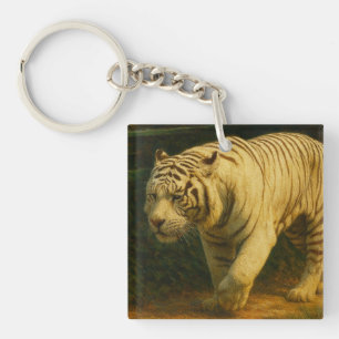 White Tiger Majesty – Stylized Wildlife Art Print Keychain