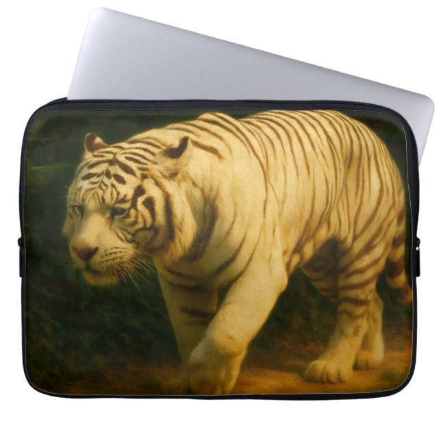 White Tiger Majesty – Stylized Wildlife Art Print Laptop Sleeve (Front)