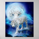 White Tiger Moon Art Poster/Print Poster