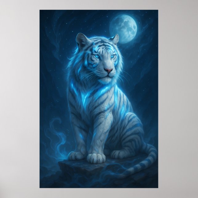 White Tiger – Moonlit Mystical Scene | ManJiangHon Poster (Front)