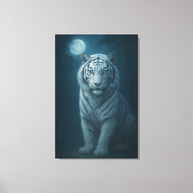 White Tiger – Mystical Fantasy Portrait – ManJiang Canvas Print (Front)