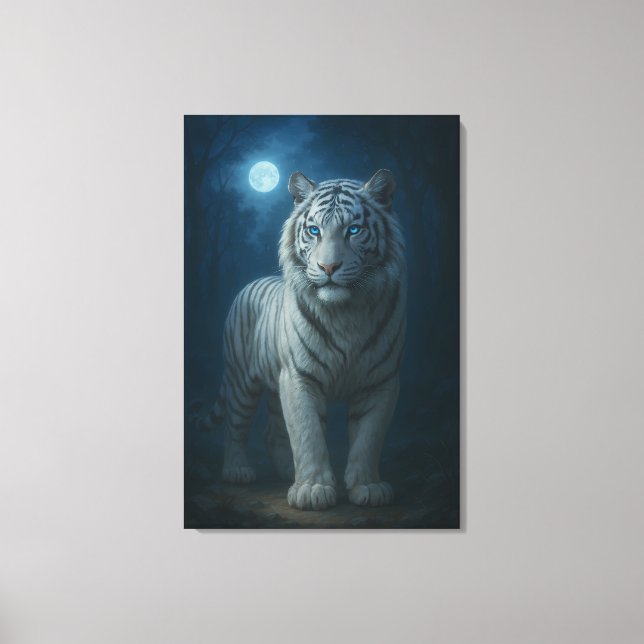 White Tiger – Mystical Fantasy Portrait – ManJiang Canvas Print (Front)