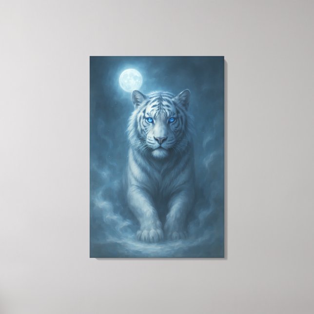 White Tiger – Mystical Fantasy Portrait – ManJiang Canvas Print (Front)