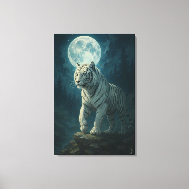 White Tiger – Mystical Fantasy Portrait – ManJiang Canvas Print (Front)