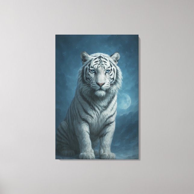 White Tiger – Mystical Fantasy Portrait – ManJiang Canvas Print (Front)