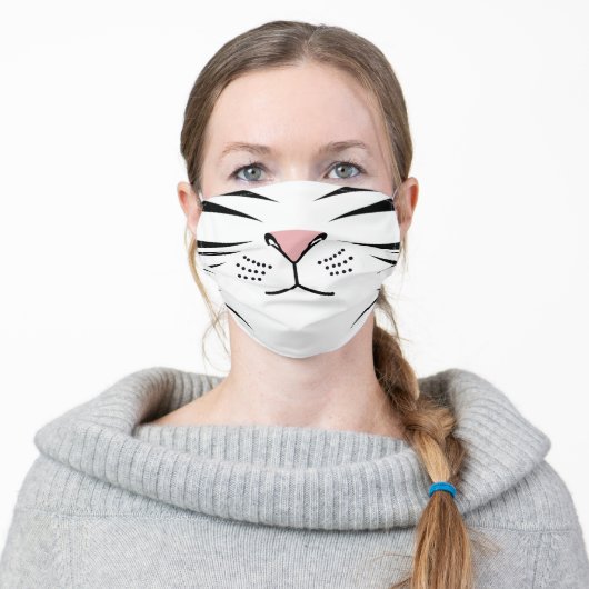 White Tiger Nose Adult Cloth Face Mask (Worn)