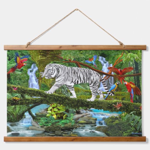 WHITE TIGER OF THE MYSTICAL JUNGLE HANGING TAPESTRY